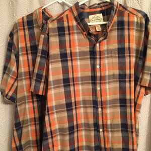St. John Short Sleeve Plaid Cotton Shirts (2 matching)